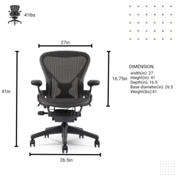 Herman Miller Aeron Chair Ergonomic Graphite Frame PostureFit
