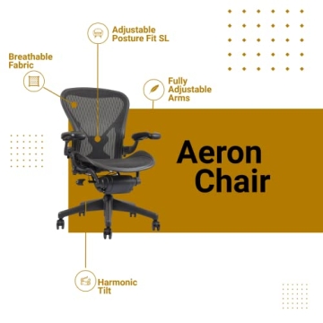 Herman Miller Aeron Chair Ergonomic Graphite Frame PostureFit