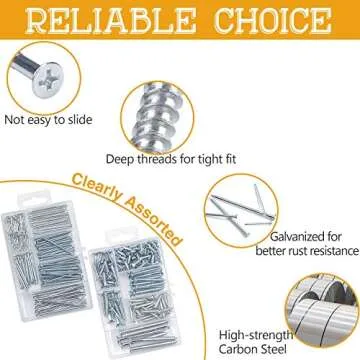 KURUI 256PCS Assorted Hanging Nails and Wood Screws Kit