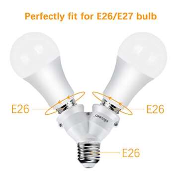 DiCUNO 2 in 1 E26 Socket Splitter Adapter – 200W Dual Bulb Holder