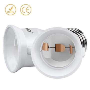 DiCUNO E26 2 in 1 Socket Splitter Light Bulb Adapter 200W