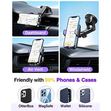 VANMASS 2025【Strongest & Military-Grade】Car Phone Mount【Patent & Safety Certs】Ultimate Cell Phone Holder Handsfree Stand for Dashboard Window Vent for iPhone 16 Pro Max 15 14 13 Samsung Android Truck