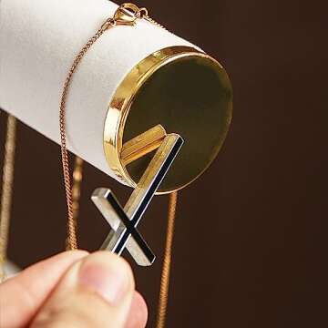 Elegant Velvet Necklace Organizer with Gold Metal Lid