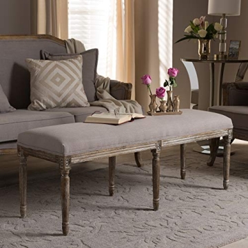 Baxton Studio Clairette Beige Linen French Style Bench