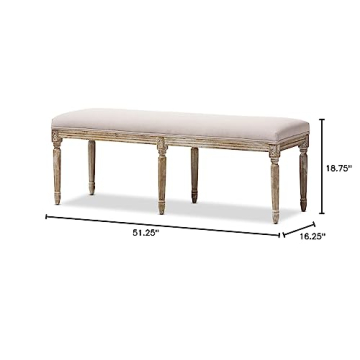 Baxton Studio Clairette Beige Linen French Style Bench