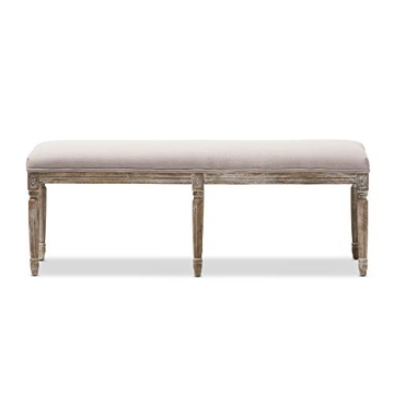 Baxton Studio Clairette Beige Linen French Style Bench