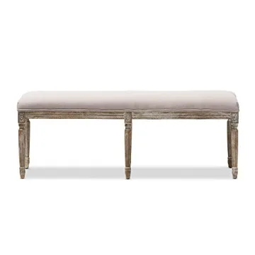 Baxton Studio Clairette Beige Linen French Style Bench