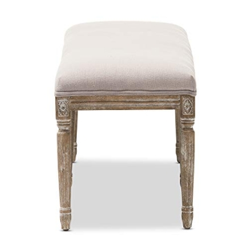 Baxton Studio Clairette Beige Linen French Style Bench
