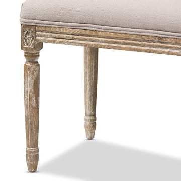Baxton Studio Clairette Beige Linen French Style Bench