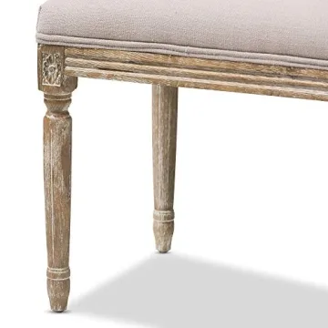 Baxton Studio Clairette Beige Linen French Style Bench