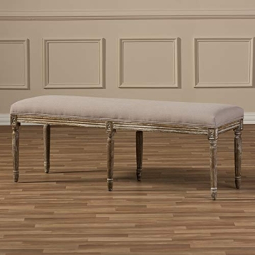 Baxton Studio Clairette Beige Linen French Style Bench