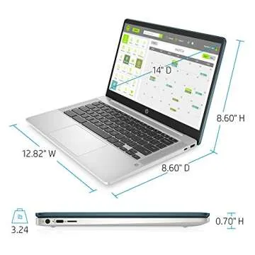 HP Chromebook 14-inch HD Laptop Notebook, Intel Celeron N4000 Intel UHD Graphics 600, 4GB LPDDR4 RAM, 32 GB eMMC Storage, Wifi Bluetooth Dual-Speaker Computer, Google Chrome OS, Forest Teal (Renewed)