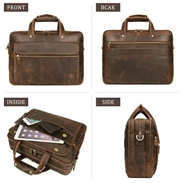 Augus Leather Briefcase for Men | 15.6 Inch Laptop Bag
