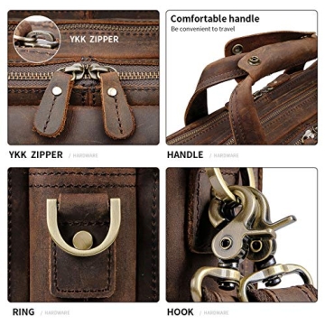 Augus Leather Briefcase for Men | 15.6 Inch Laptop Bag