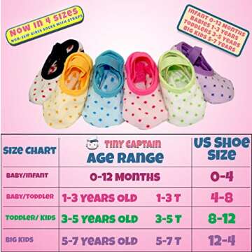 Tiny Captain Baby Toddler Girls Grip Socks 1-3 Year Old Anti Slip w/Strap Socks 1 Year old Girl Gift...