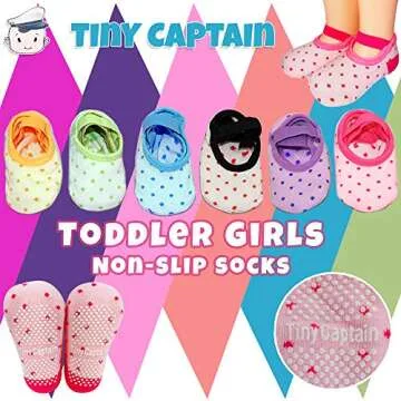 Tiny Captain Baby Toddler Girls Grip Socks 1-3 Year Old Anti Slip w/Strap Socks 1 Year old Girl Gift(as1, age, 1_year, 3_years, Rainbow - 6 Pairs)