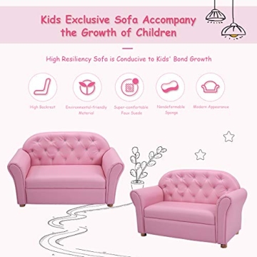 Costzon Kids Couch 2 in 1 Double Seat Sofa for Toddlers