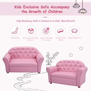 Costzon Kids Couch 2 in 1 Double Seat Sofa for Toddlers