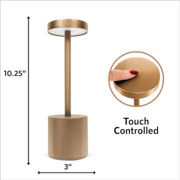 Gold Rechargeable Cordless Table Lamps - 10 Pack
