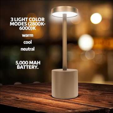 Gold Rechargeable Cordless Table Lamps - 10 Pack