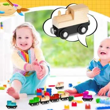 Halloscume 12 Pcs Magnetic Wooden Trains Unpainted Train Cars Unfinished Train Party Decorations for Operation Christmas Birthday Party Train Theme Crafts Supplies(Rustic)