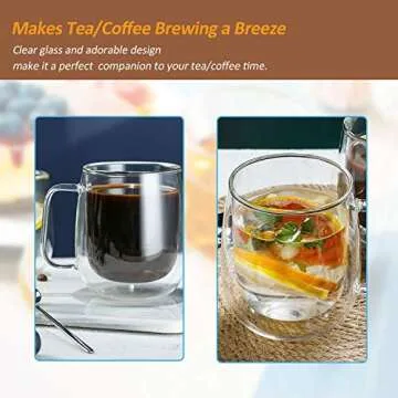Double Wall Glass Coffee & Tea Mug with Lid - 250ml