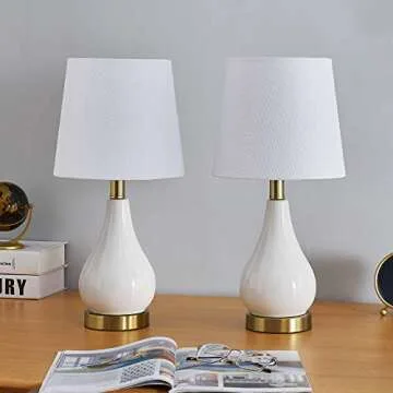 Maxax Ceramic Table Lamps with USB Charging Ports