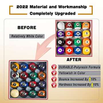 Billmart Premium Billiard Balls Pool Table Accessories 2-1/4" Regulation Size 16 Pool Balls Billiard...