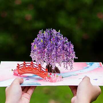 Paper Love Frndly 3D Wisteria Pop Up Card, Gift for Birthday, All Occasion - Handcrafted 100% Recycl...