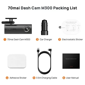 70mai Dash Cam M300 - QHD 1296P, WiFi, Night Vision