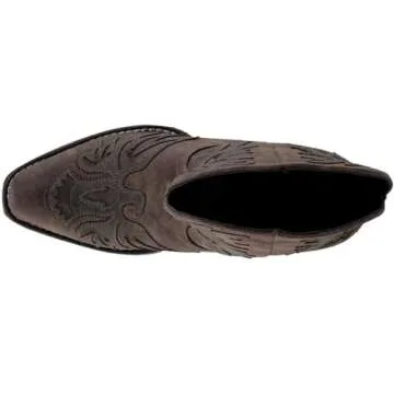 ROPER Womens Amelia Tooled Inlay Snip Toe Casual Boots Ankle Low Heel 1-2" - Brown - Size 10 B