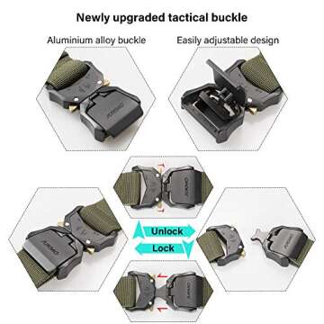 JUKMO Tactical Belt 2 Pack - Heavy Duty Quick Release Nylon Web Belts