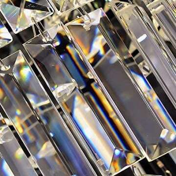 Saint Mossi 9 Light Modern K9 Crystal Chandelier, Flush Mount LED Ceiling, Light Fixture Pendant Lamp for Diningroom Bathroom Bedroom Livingroom, E12 LED Bulbs Required, Height 11 x Width 20