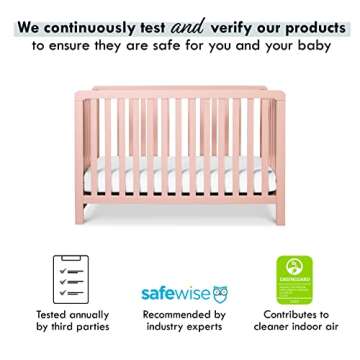 Carter's by DaVinci Colby 4-in-1 Low-Profile Convertible Crib in Petal Pink, Greenguard Gold Certified
