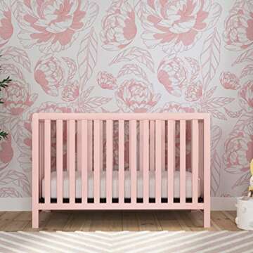 Carter's by DaVinci Colby 4-in-1 Low-Profile Convertible Crib in Petal Pink, Greenguard Gold Certified