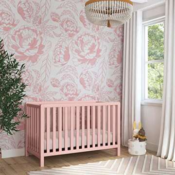 Carter's by DaVinci Colby 4-in-1 Low-Profile Convertible Crib in Petal Pink, Greenguard Gold Certified