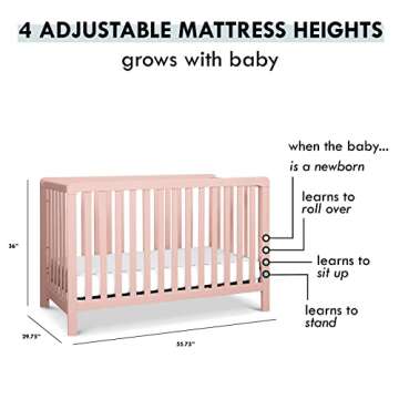 Carter's by DaVinci Colby 4-in-1 Low-Profile Convertible Crib in Petal Pink, Greenguard Gold Certified