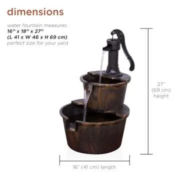 Alpine Rustic 2-Tier Barrel Water Fountain - 27 Inches