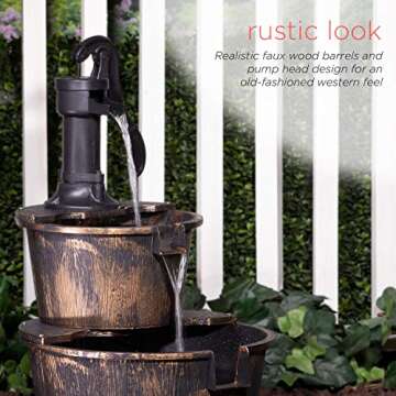 Alpine Rustic 2-Tier Barrel Water Fountain - 27 Inches
