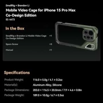 SMALLRIG x Brandon Li Mobile Video Cage for iPhone 15 Pro Max Co-Design Edition, Aluminum Alloy Smartphone Video Cage Case for Videography/Video Recording/YouTube/Live Streaming/Vlog - 4473