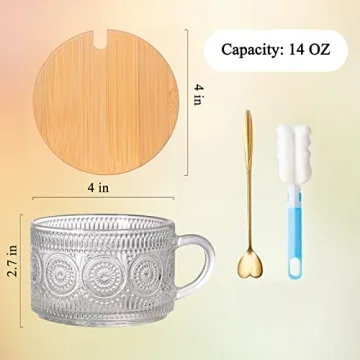 Elegant Vintage Glass Coffee Mugs Set with Lids and Spoons