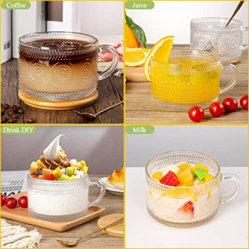 Elegant Vintage Glass Coffee Mugs Set with Lids and Spoons