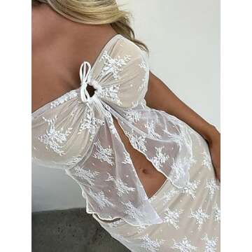 Women Lace Corset Tank Top Y2k See Through Mesh Tube Top Sexy Strapless Cami Lingerie Bustier Sleeveless Going Out Tops(A0-White,M)