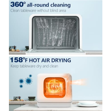 Joy Pebble Countertop Dishwasher with 6 Wash Programs and Hot Drying