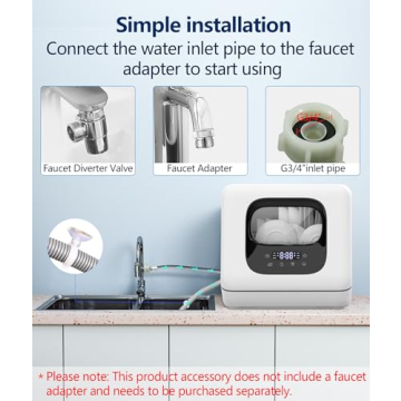 Joy Pebble Countertop Dishwasher with 6 Wash Programs and Hot Drying