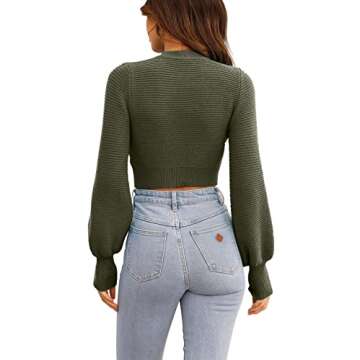 GeGekoko Womens Sexy Crew Neck Cropped Sweaters Ribbed Knit Long Sleeve Crop Tops Pullover