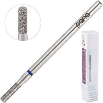 PANA 3/32” Diamond Nail Drill Bit (Medium Grit) - Professional Cuticle Nail Drill Bits for Acrylic Gel Nails Dry Manicure Pedicure Shape Remove Tools (Column Bit, Style 11)