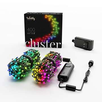 Twinkly Cluster 19.7ft RGB, Dense Strip of 400 LED Lights, in- and Outdoor Smart Multicolor LED Ligh...