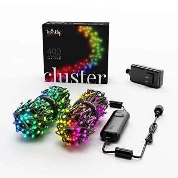 Twinkly Cluster 19.7ft RGB, Dense Strip of 400 LED Lights, in- and Outdoor Smart Multicolor LED Ligh...