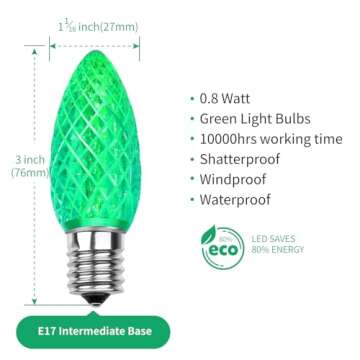 Meconard C9 LED Replacement Christmas Light Bulbs - Shatterproof, Energy Efficient, and Durable Holi...